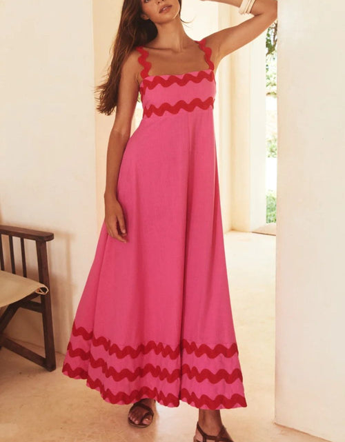 Load image into Gallery viewer, Contrast Trim Square Neck Wide Strap Dress
