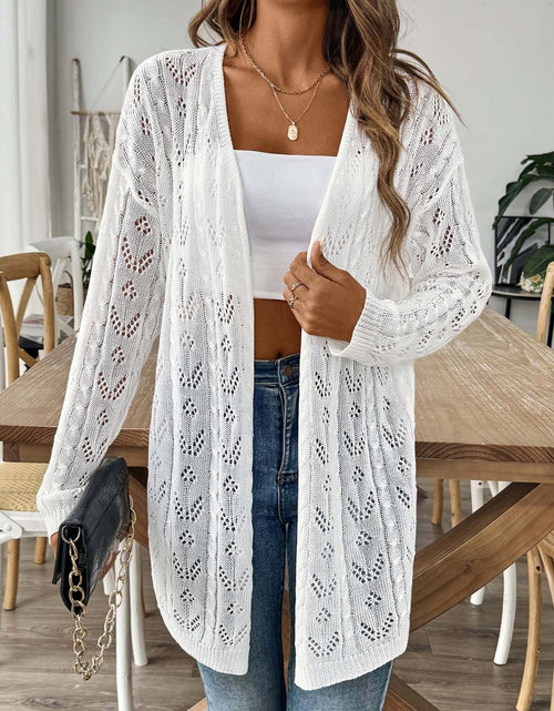 Load image into Gallery viewer, Openwork Open Front Long Sleeve Cardigan
