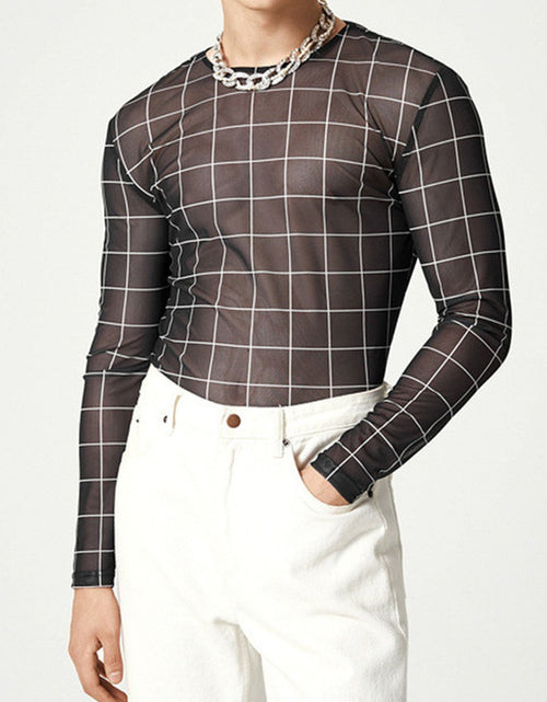 Load image into Gallery viewer, Men's Full Size Plaid Round Neck Long Sleeve Top Plus Size
