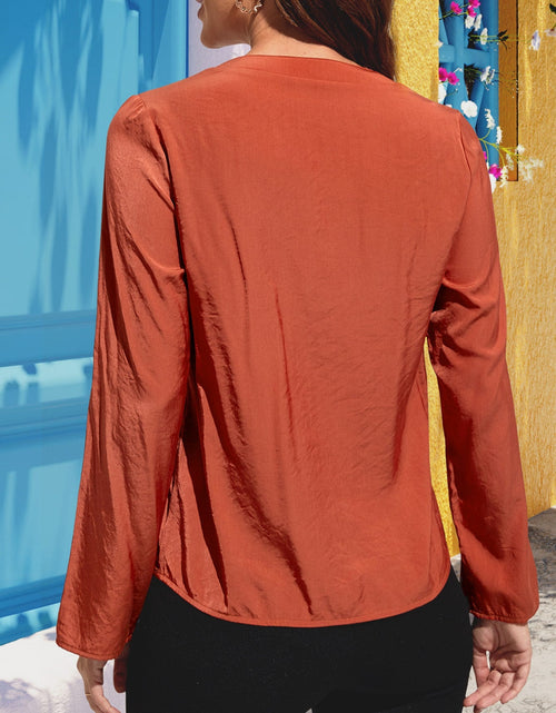 Load image into Gallery viewer, Notched Neck Long Sleeve Top
