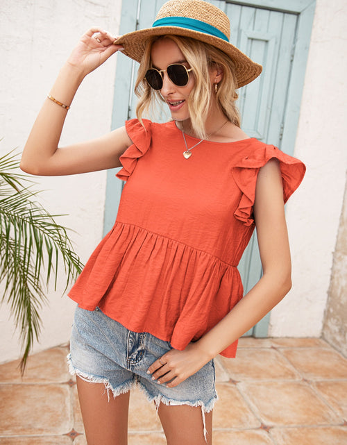 Load image into Gallery viewer, Ivy Lane Lace Detail Round Neck Peplum T-Shirt
