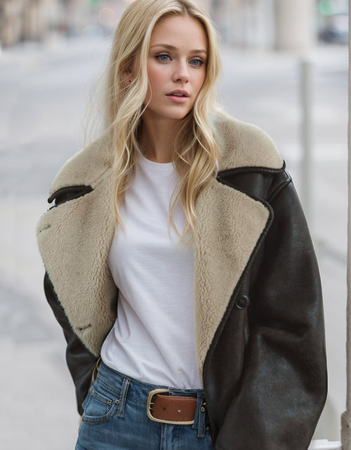 Load image into Gallery viewer, Collared Neck Long Sleeve Plush Jacket
