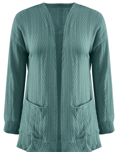 Load image into Gallery viewer, Full Size Textured Open Front Long Sleeve Cardigan
