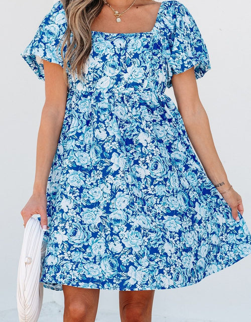 Load image into Gallery viewer, Floral Puff Sleeve Babydoll Mini Dress
