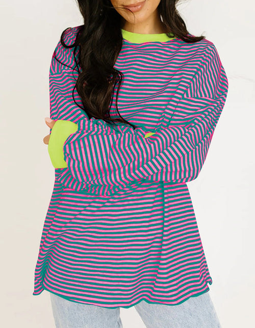 Load image into Gallery viewer, Contrast Striped Long Sleeve Sweatshirt
