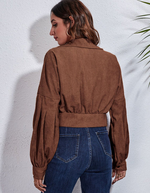 Load image into Gallery viewer, Button Down Collared Neck Cropped Jacket
