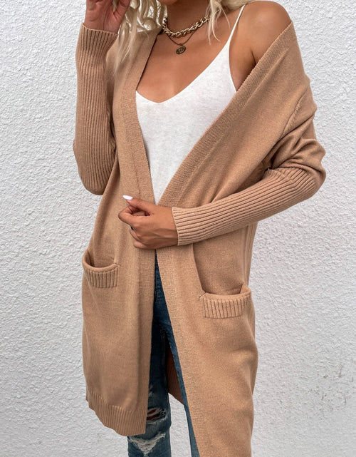 Load image into Gallery viewer, Open Front Long Sleeve Cardigan with Pockets
