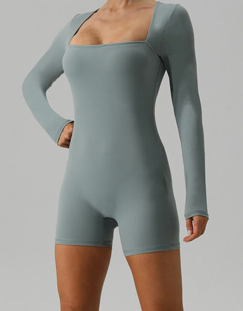 Load image into Gallery viewer, Square Neck Long Sleeve Active Romper
