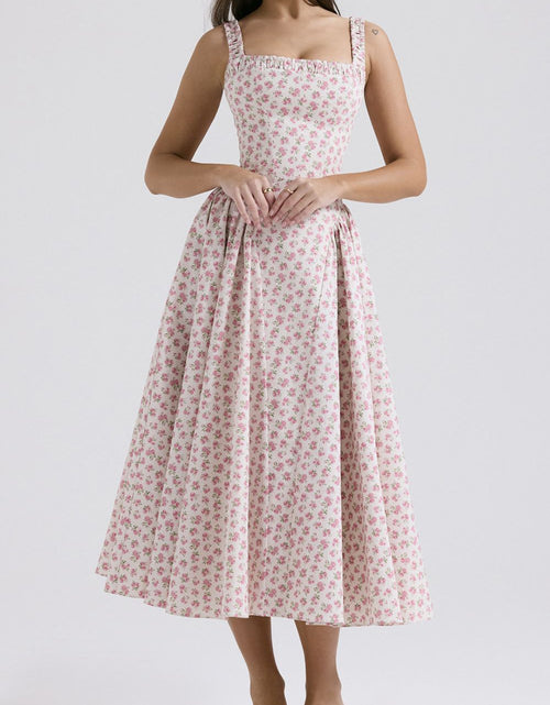 Load image into Gallery viewer, Floral Square Neck Wide Strap Midi Dress
