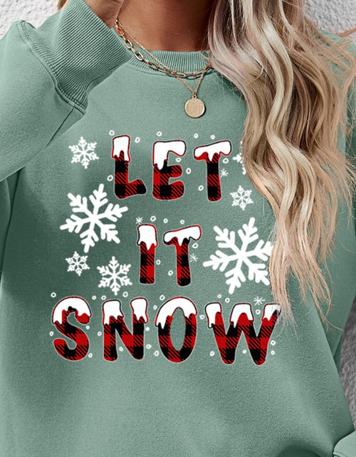 Load image into Gallery viewer, LET IT SNOW Round Neck Long Sleeve Sweatshirt
