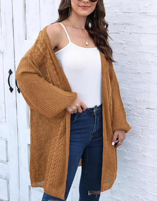 Load image into Gallery viewer, Cable-Knit Open Front Long Sleeve Cardigan
