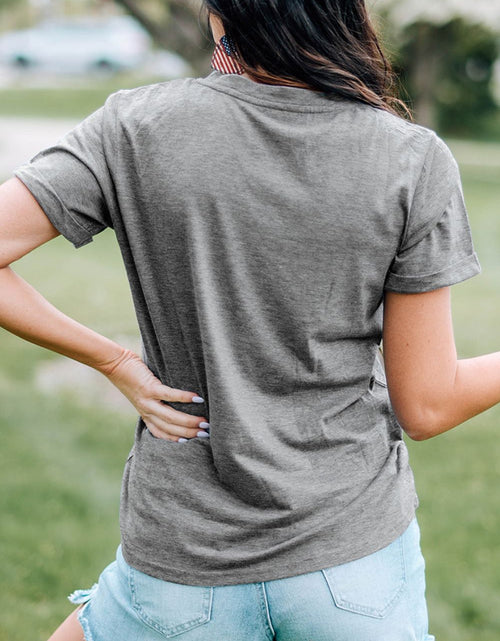 Load image into Gallery viewer, HOPPY Chenille Patch Round Neck Short Sleeve T-Shirt

