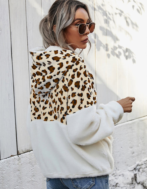 Load image into Gallery viewer, Shiny Leopard Half-Zip Dropped Shoulder Hoodie
