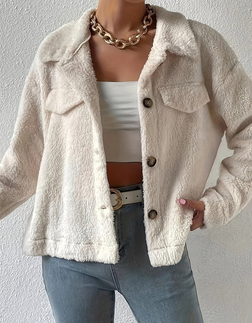 Load image into Gallery viewer, Collared Neck Button Up Jacket with Decorative Pocket Flaps
