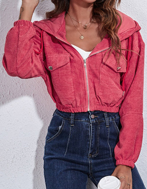 Load image into Gallery viewer, Drawstring Hooded Zip Up Jacket with Pockets
