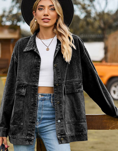 Load image into Gallery viewer, Dropped Shoulder Denim Jacket with Pockets
