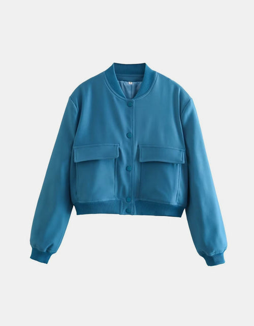 Load image into Gallery viewer, Pocketed Snap Down Baseball Collar Jacket
