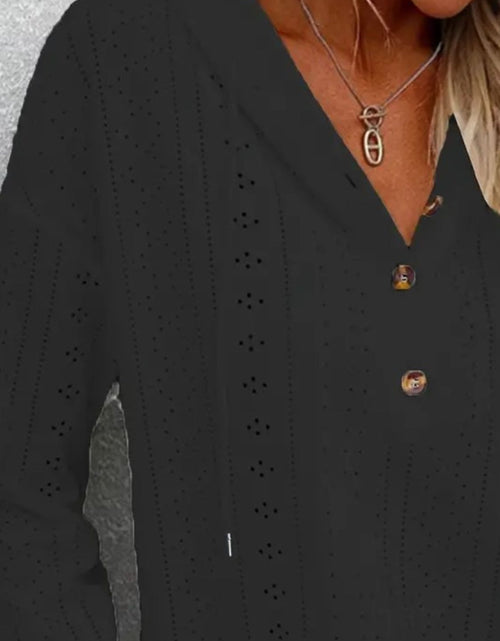 Load image into Gallery viewer, Drawstring Eyelet Long Sleeve Hoodie
