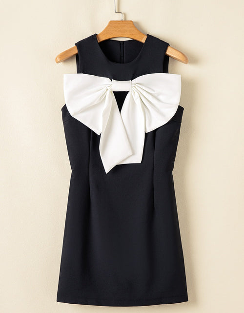 Load image into Gallery viewer, Bow Contrast Sleeveless Mini Dress

