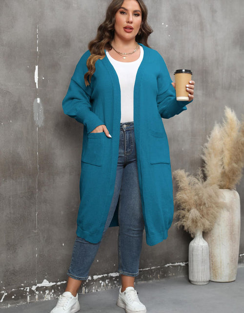Load image into Gallery viewer, Plus Size Long Sleeve Pocketed Cardigan
