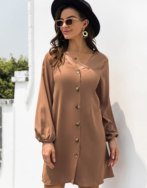 Load image into Gallery viewer, V-Neck Long Sleeve Mini Dress
