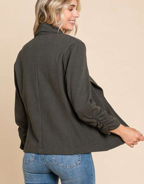 Load image into Gallery viewer, Culture Code Full Size Ruched Open Front Long Sleeve Jacket
