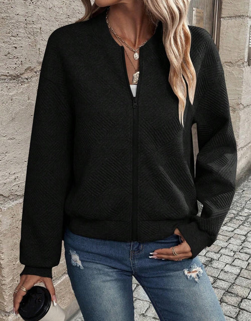 Load image into Gallery viewer, Textured Zip Up Long Sleeve Jacket
