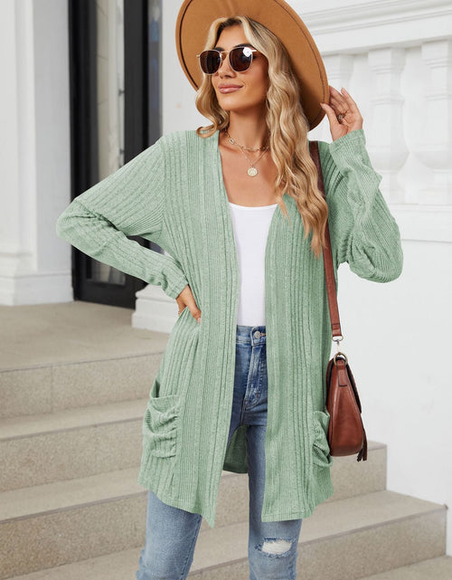 Load image into Gallery viewer, Pocketed Open Front Long Sleeve Cardigan
