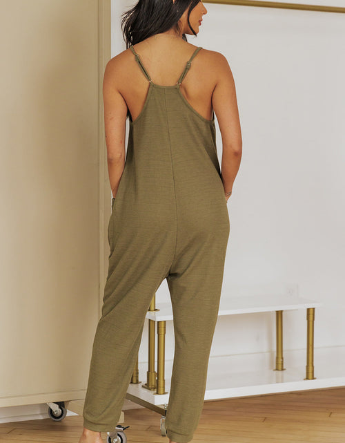 Load image into Gallery viewer, Spaghetti Strap Deep V Jumpsuit with Pockets
