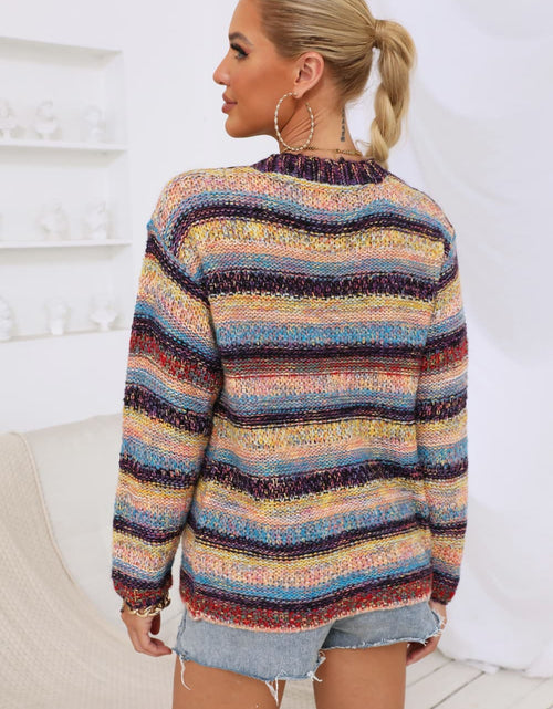 Load image into Gallery viewer, Striped Long Sleeve Open Front Cardigan
