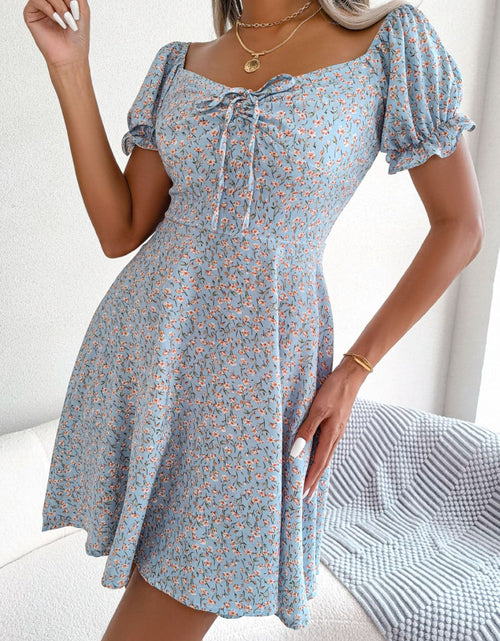 Load image into Gallery viewer, Ditsy Floral Drawstring A-Line Dress
