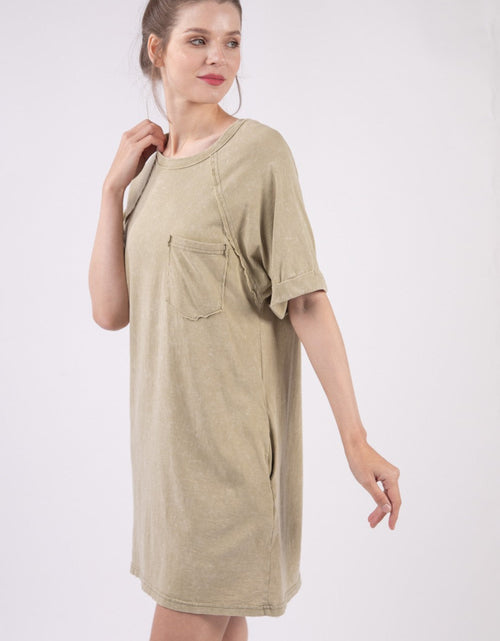 Load image into Gallery viewer, VERY J Washed Round Neck Mini Tee Dress
