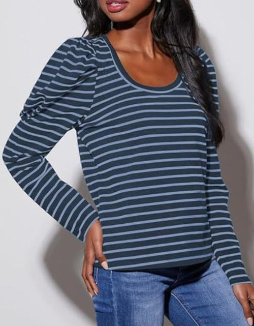Load image into Gallery viewer, Striped Round Neck Long Sleeve T-Shirt
