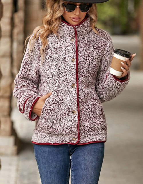 Load image into Gallery viewer, Fuzzy Pocketed Button Up Jacket
