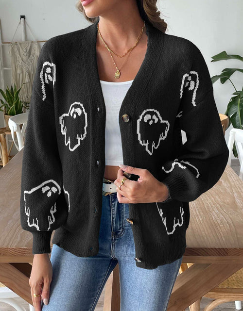Load image into Gallery viewer, V-Neck Dropped Shoulder Cardigan
