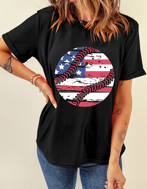 Load image into Gallery viewer, US Flag Round Neck Short Sleeve T-Shirt
