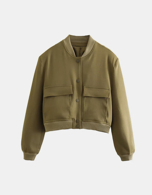Load image into Gallery viewer, Pocketed Snap Down Baseball Collar Jacket
