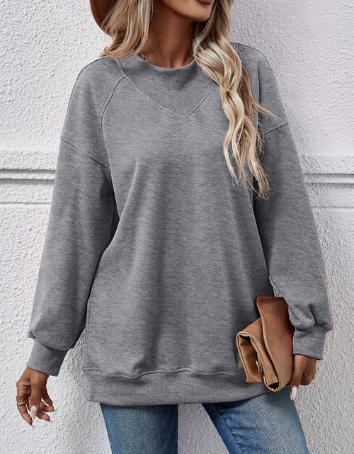 Load image into Gallery viewer, Round Neck Drop Shoulder Long Sleeve Sweatshirt
