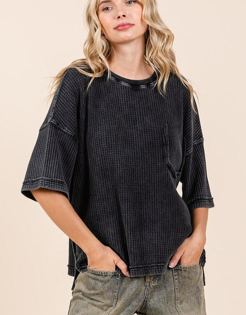Load image into Gallery viewer, Mittoshop Mineral Wash Waffle Knit Short Sleeve Top

