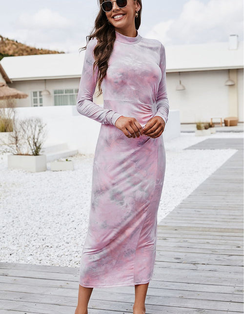 Load image into Gallery viewer, Tie Dye Mock Neck Long Sleeve Dress
