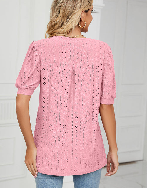 Load image into Gallery viewer, Eyelet Notched Short Sleeve T-Shirt
