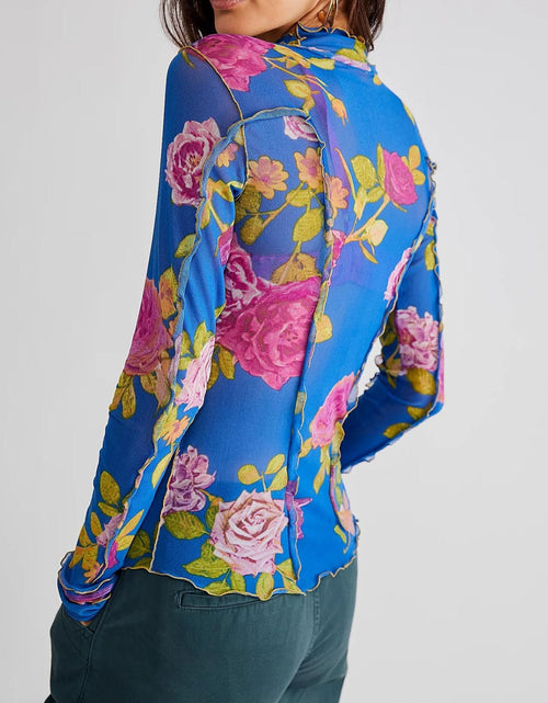 Load image into Gallery viewer, Floral Mock Neck Long Sleeve Top
