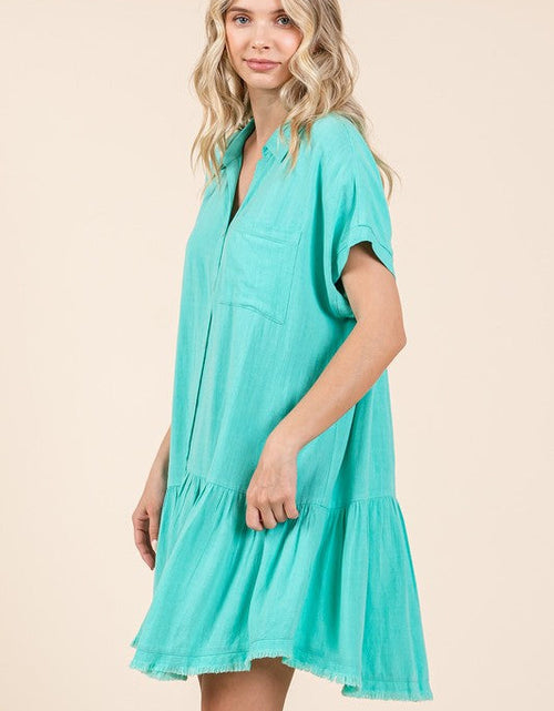 Load image into Gallery viewer, Mittoshop Linen Blend Button Down Shirt Mini Dress
