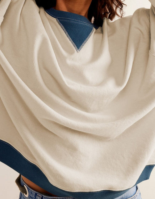 Load image into Gallery viewer, Contrast Dropped Shoulder Long Sleeve Sweatshirt
