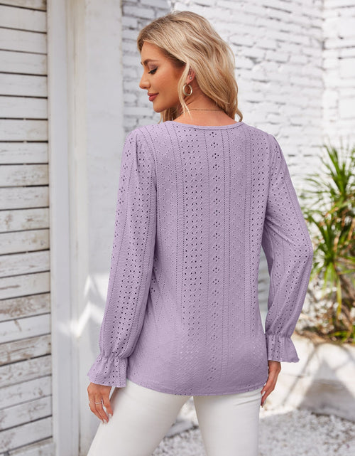 Load image into Gallery viewer, Applique V-Neck Flounce Sleeve T-Shirt
