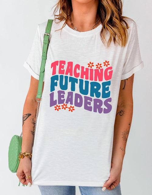 Load image into Gallery viewer, Letter Graphic Round Neck Short Sleeve T-Shirt
