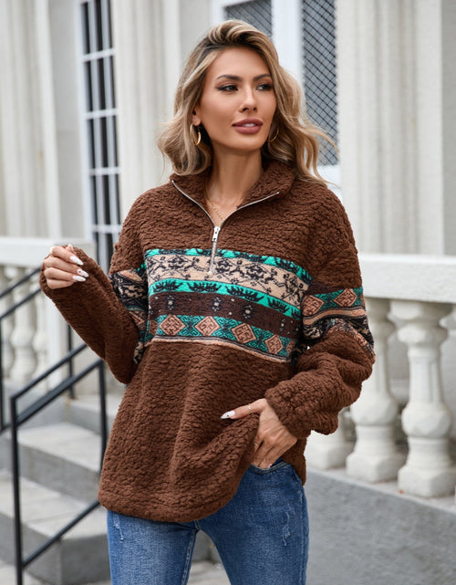 Load image into Gallery viewer, Half Zip Long Sleeve Fuzzy Top
