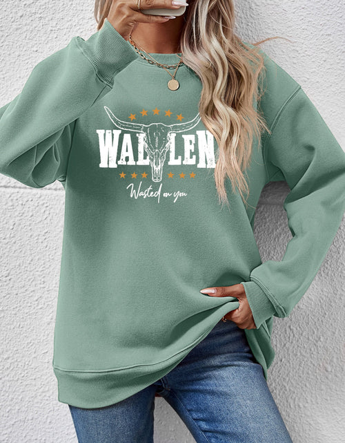Load image into Gallery viewer, Graphic Round Neck Dropped Shoulder Sweatshirt
