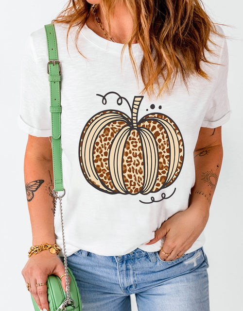 Load image into Gallery viewer, Pumpkin Round Neck Short Sleeve T-Shirt
