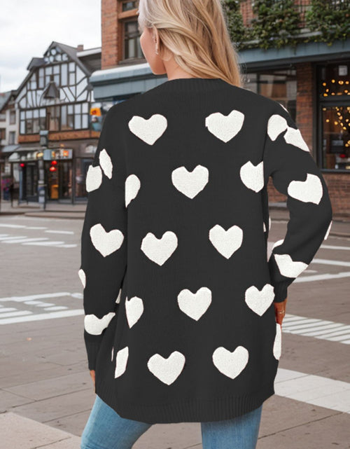 Load image into Gallery viewer, Heart Button Down Long Sleeve Cardigan
